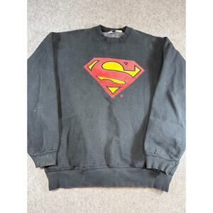 Vintage 90s DC Comics Superman Sweatshirt Mens XXL Black Crewneck Streetwear